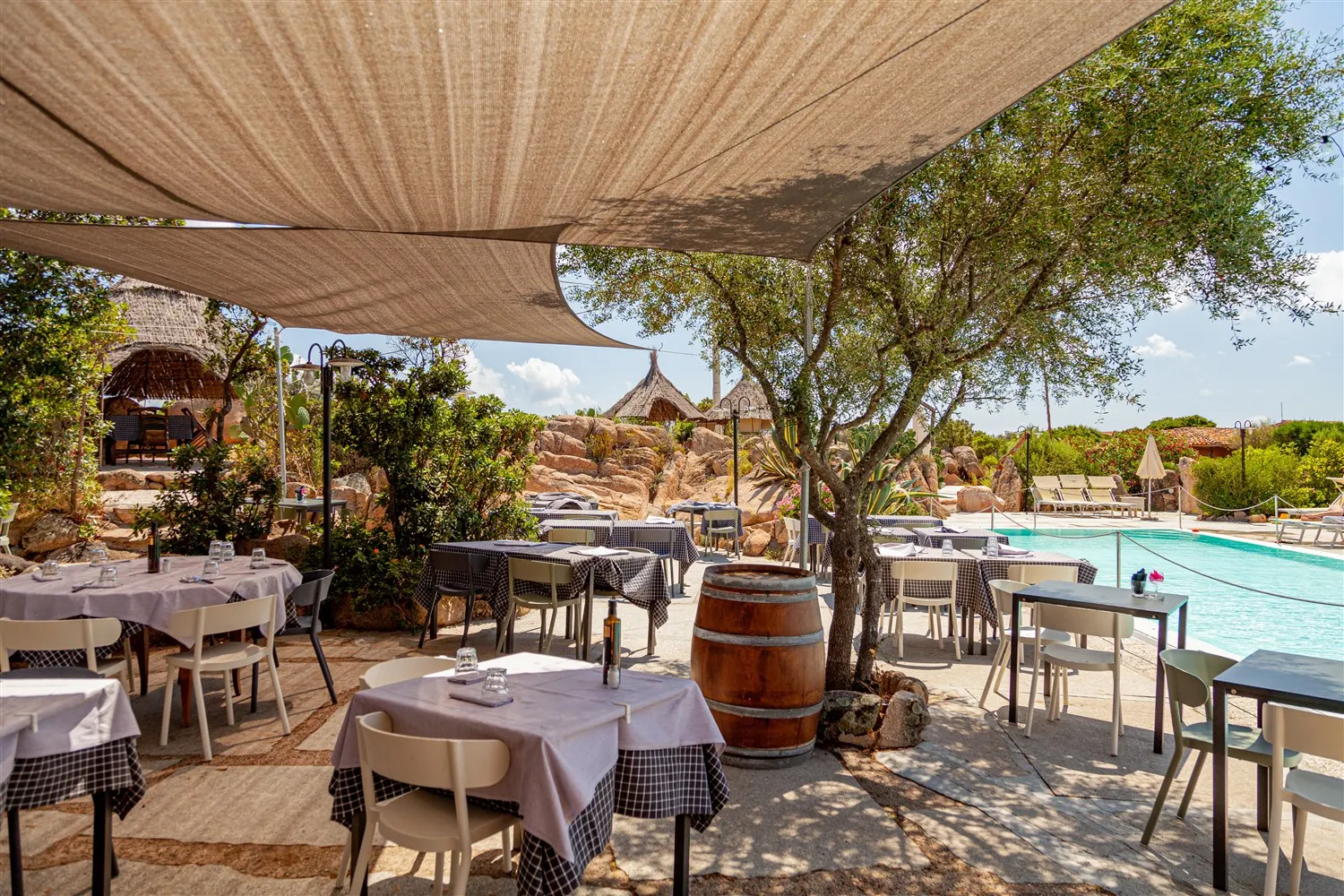 Restaurant grill pizzeria BBQ in the panoramic area of the village