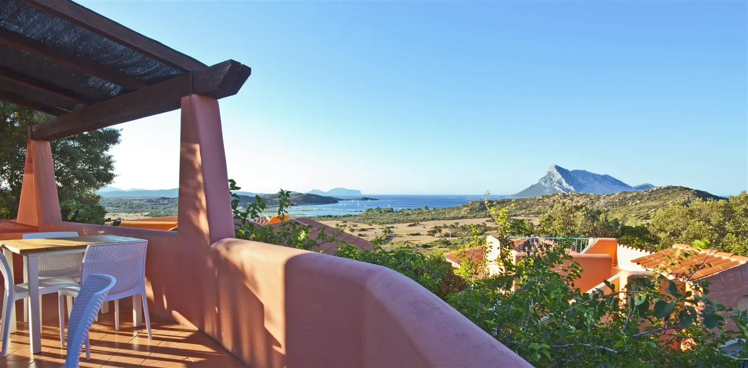 Pergola terrace with a view over the bay and Tavolara